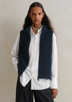 Discount ME+EM Teddy Merino Boucl Zip Vest French Navy