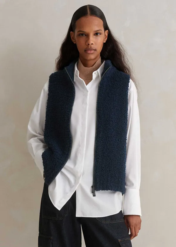 Discount ME+EM Teddy Merino Boucl Zip Vest French Navy