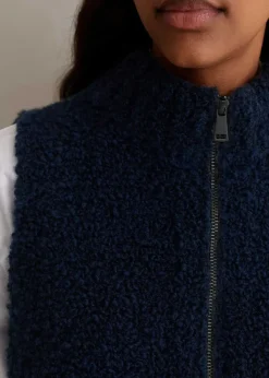 Discount ME+EM Teddy Merino Boucl Zip Vest French Navy