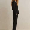 Best ME+EM Textured Boyish Cigarette Pant Suit Black