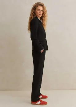 Best ME+EM Textured Boyish Cigarette Pant Suit Black