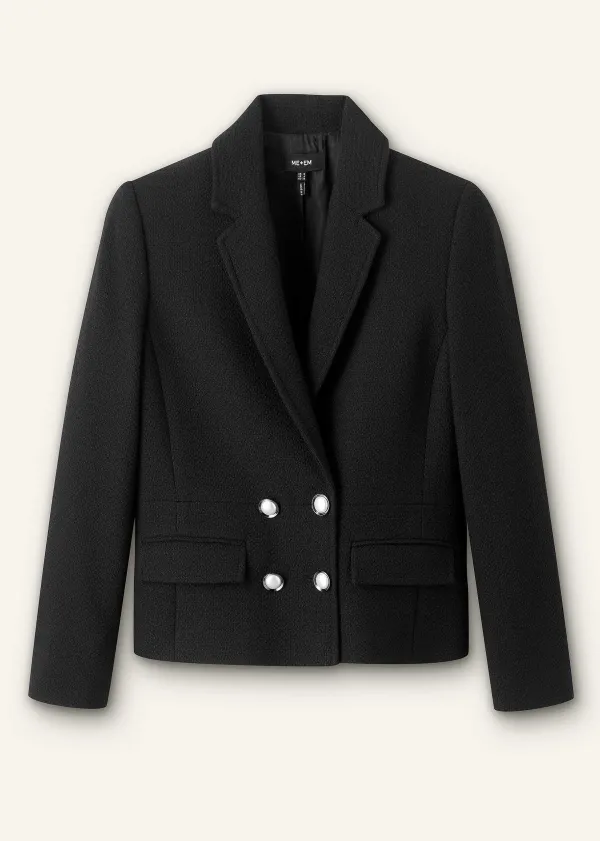 Clearance ME+EM Textured Bracelet Sleeve Contour Jacket Black