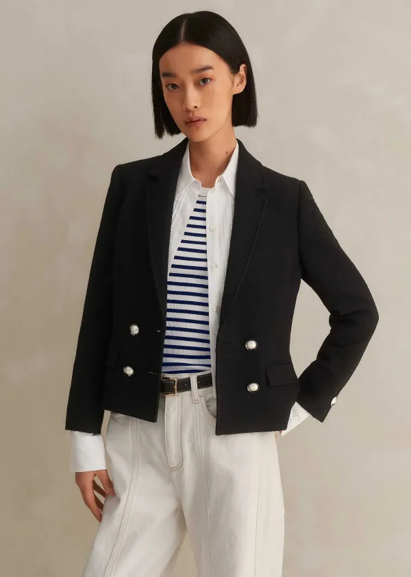 Clearance ME+EM Textured Bracelet Sleeve Contour Jacket Black