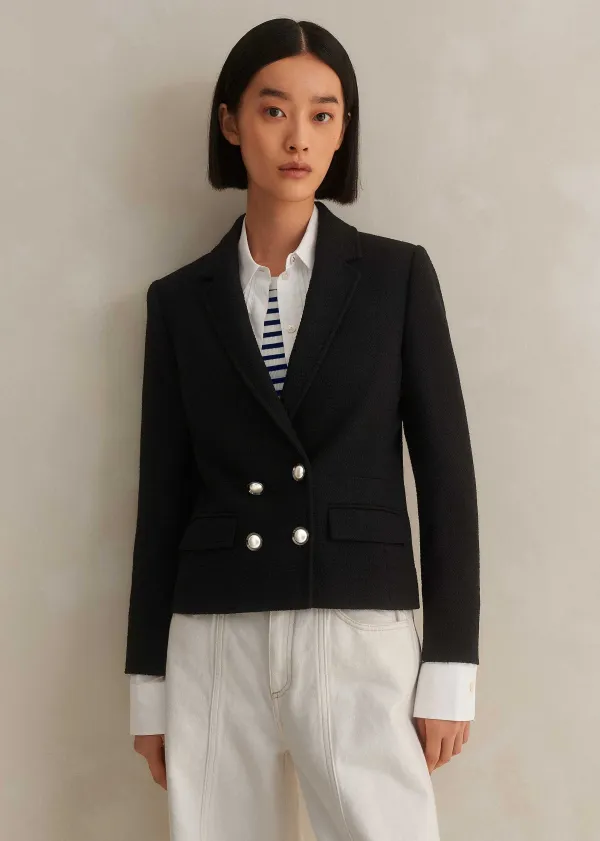 Clearance ME+EM Textured Bracelet Sleeve Contour Jacket Black