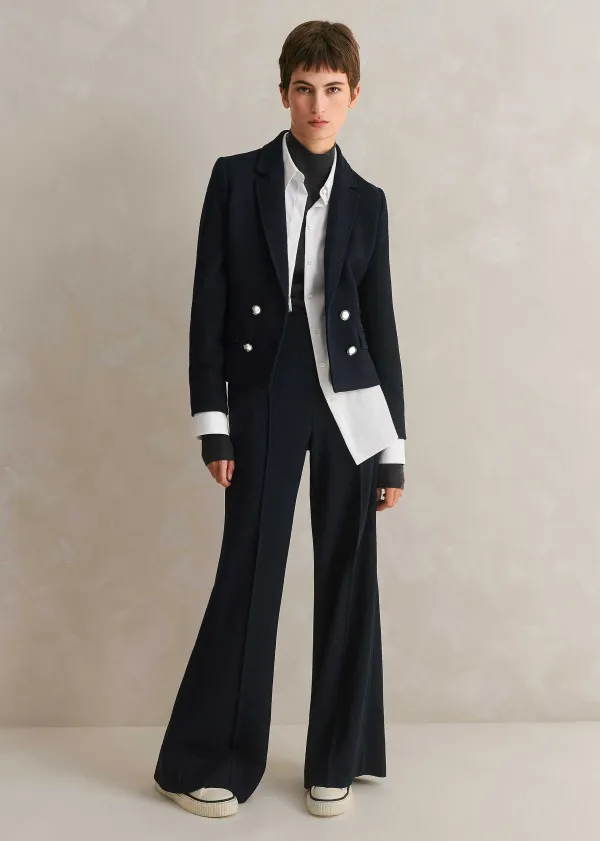 Sale ME+EM Textured Bracelet Sleeve Contour Jacket Navy