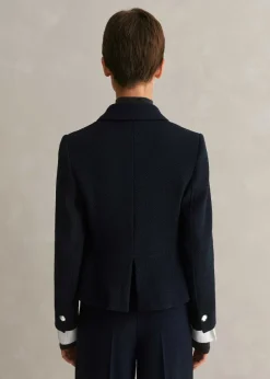 Sale ME+EM Textured Bracelet Sleeve Contour Jacket Navy