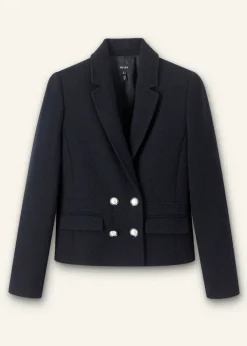 Sale ME+EM Textured Bracelet Sleeve Contour Jacket Navy