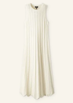 Hot ME+EM Textured Cotton Knit Scallop Maxi Dress Cream