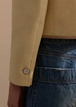 ME+EM Textured Cotton-Blend Crop Jacket Custard