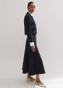 Outlet ME+EM Textured Cotton-Blend Skirt + Jacket Co-Ord Blue