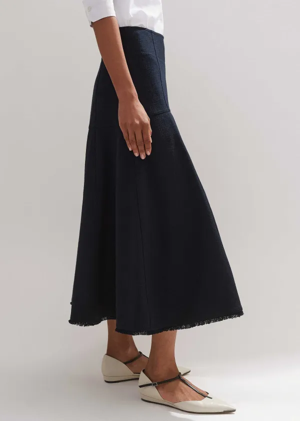 Online ME+EM Textured Cotton-Blend Skirt Navy