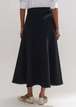 Online ME+EM Textured Cotton-Blend Skirt Navy