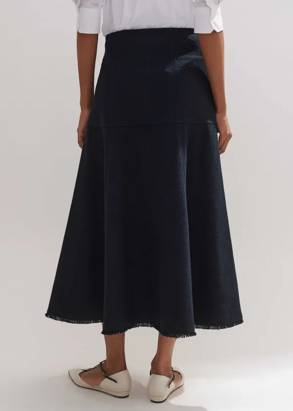 Online ME+EM Textured Cotton-Blend Skirt Navy