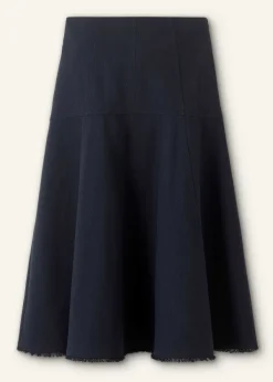 Online ME+EM Textured Cotton-Blend Skirt Navy