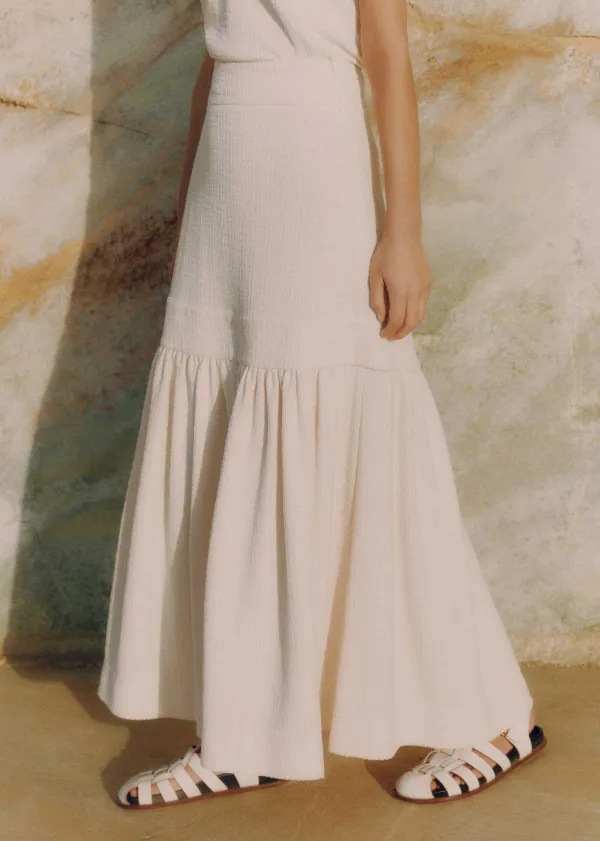 Discount ME+EM Textured High-Waisted Maxi Skirt Cream