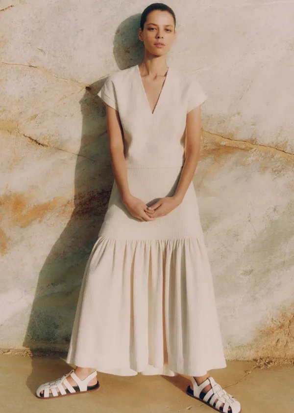 Discount ME+EM Textured High-Waisted Maxi Skirt Cream