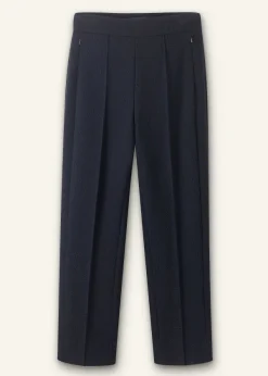 Sale ME+EM Textured High-Waisted Slim Crop Trouser Navy