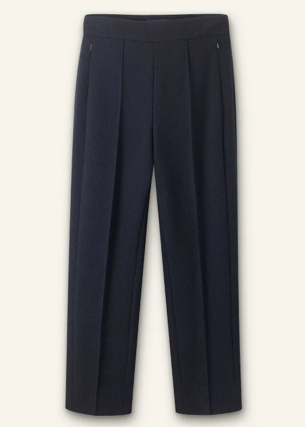Sale ME+EM Textured High-Waisted Slim Crop Trouser Navy