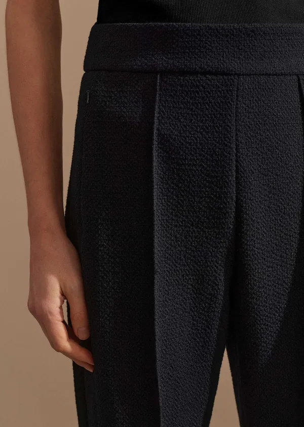 Sale ME+EM Textured High-Waisted Slim Crop Trouser Navy