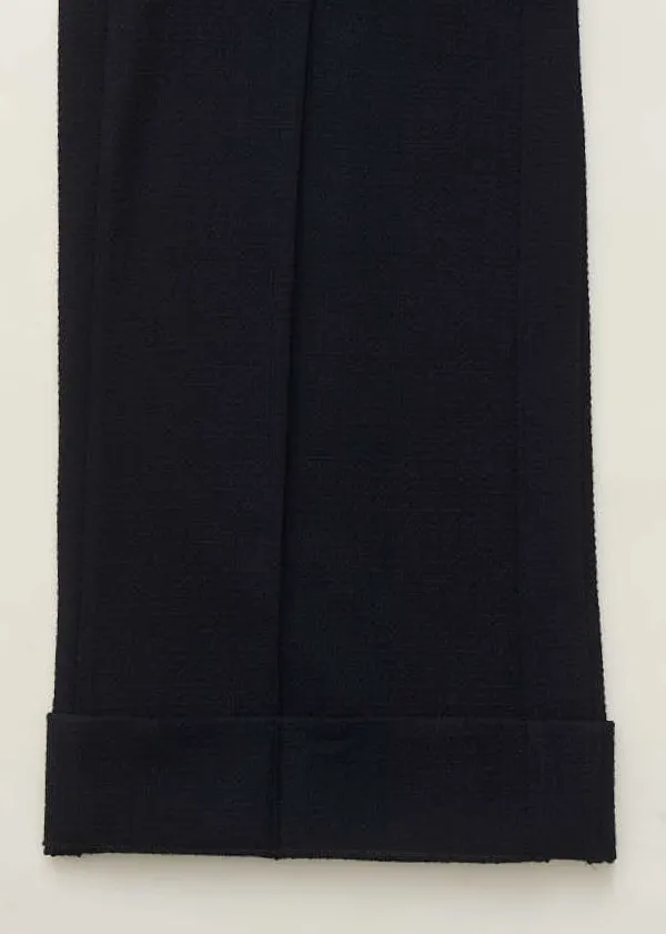 Sale ME+EM Textured High-Waisted Wide-Leg Crop Trouser Navy