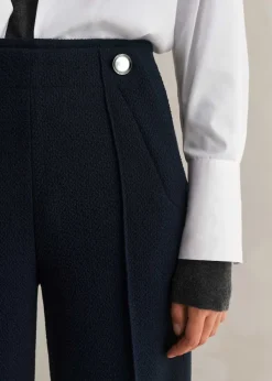 Hot ME+EM Textured High-Waisted Wide-Leg Trouser Navy