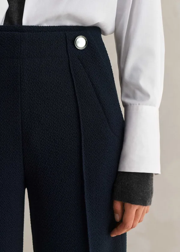 Hot ME+EM Textured High-Waisted Wide-Leg Trouser Navy
