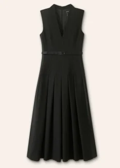 Online ME+EM Textured Midi Dress + Belt Black