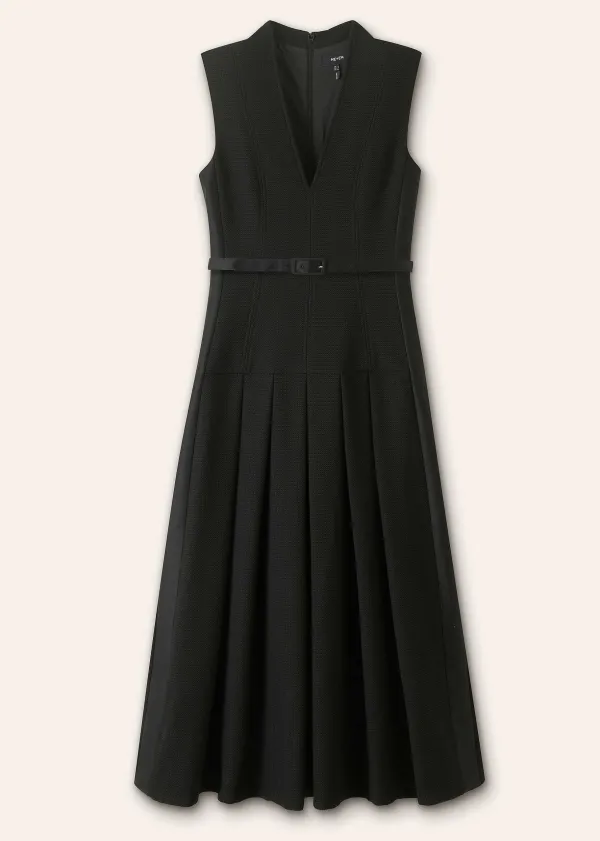 Online ME+EM Textured Midi Dress + Belt Black