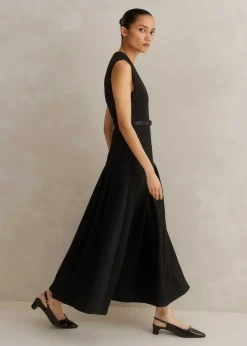 Online ME+EM Textured Midi Dress + Belt Black