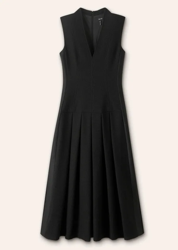 Online ME+EM Textured Midi Dress + Belt Black