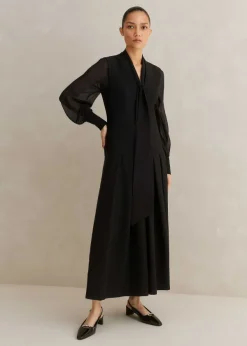 Online ME+EM Textured Midi Dress + Belt Black