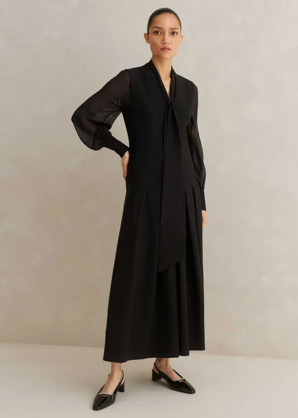 Online ME+EM Textured Midi Dress + Belt Black