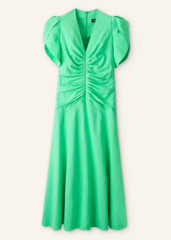 Discount ME+EM Textured Pleat Front Midi Dress Hot Mint
