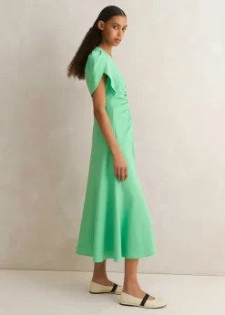 Discount ME+EM Textured Pleat Front Midi Dress Hot Mint
