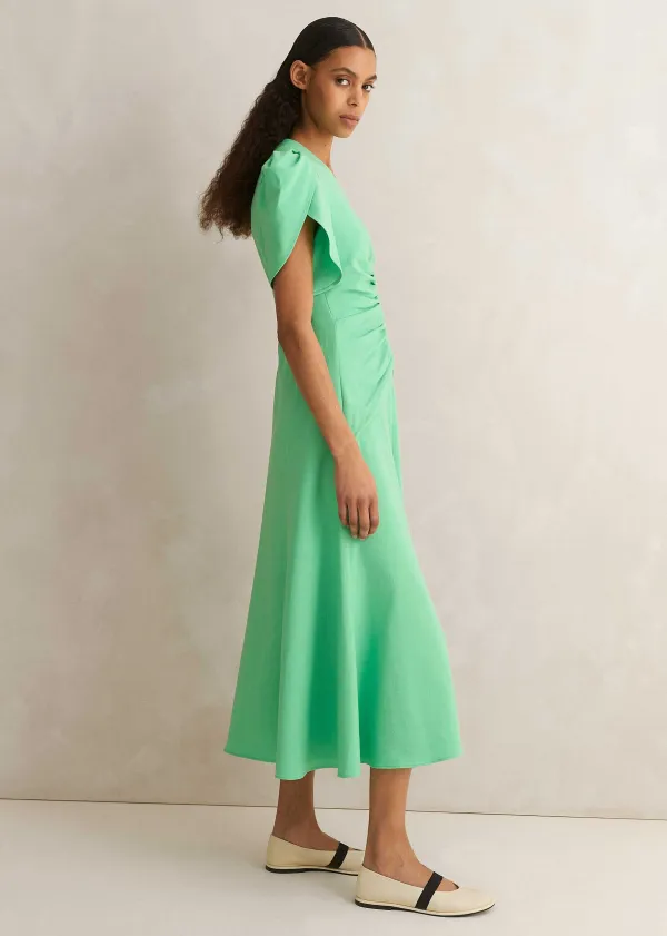 Discount ME+EM Textured Pleat Front Midi Dress Hot Mint