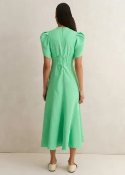 Discount ME+EM Textured Pleat Front Midi Dress Hot Mint