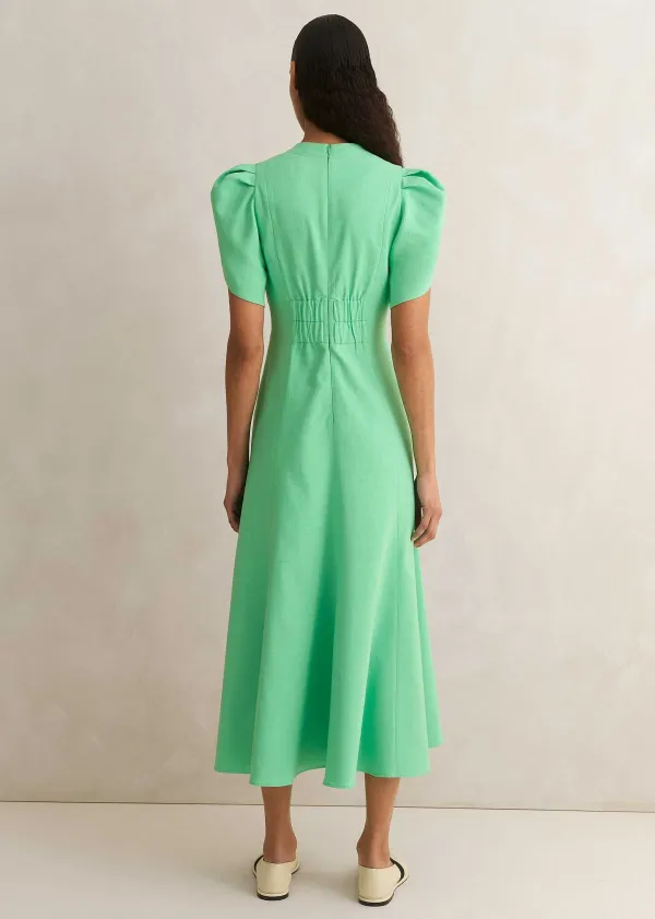 Discount ME+EM Textured Pleat Front Midi Dress Hot Mint