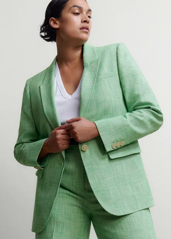 Sale ME+EM Textured Prince Of Wales Check Blazer Green/White