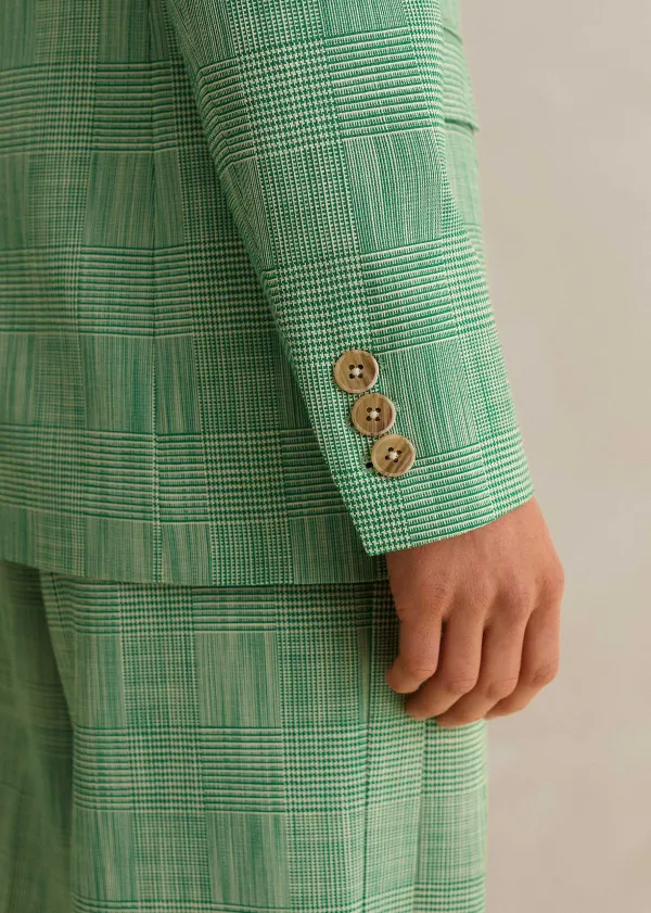 Sale ME+EM Textured Prince Of Wales Check Blazer Green/White