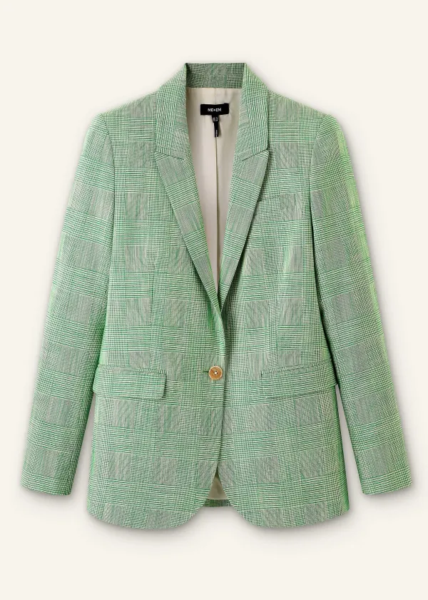 Sale ME+EM Textured Prince Of Wales Check Blazer Green/White