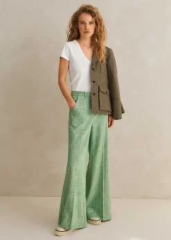 Hot ME+EM Textured Prince Of Wales Check Man Pant Green/White