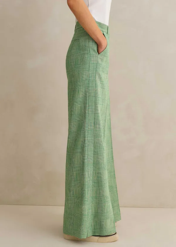 Hot ME+EM Textured Prince Of Wales Check Man Pant Green/White