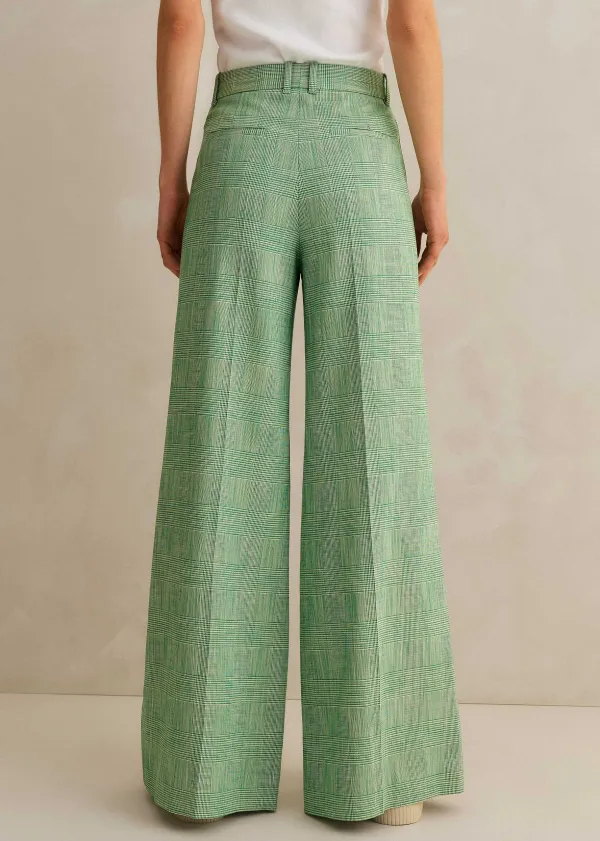 Hot ME+EM Textured Prince Of Wales Check Man Pant Green/White