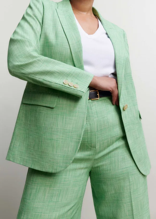 Hot ME+EM Textured Prince Of Wales Check Man Pant Green/White