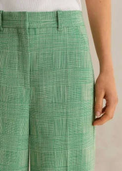 Hot ME+EM Textured Prince Of Wales Check Man Pant Green/White
