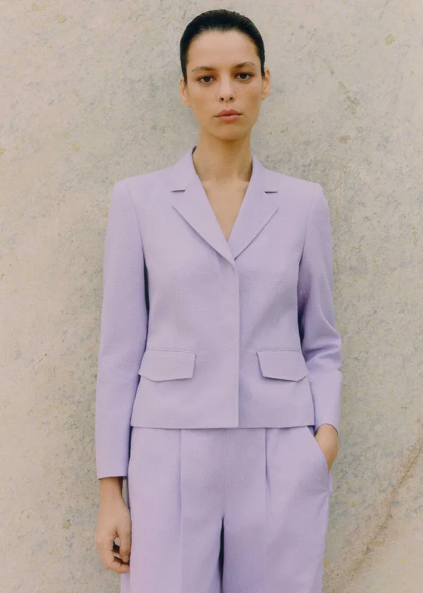 Online ME+EM Textured Short Fitted Contour Jacket Dusted Lilac