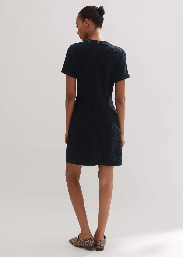 Clearance ME+EM Textured Short Sleeve Shift Dress Navy