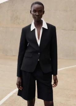 ME+EM Textured Tailored Short Suit Black