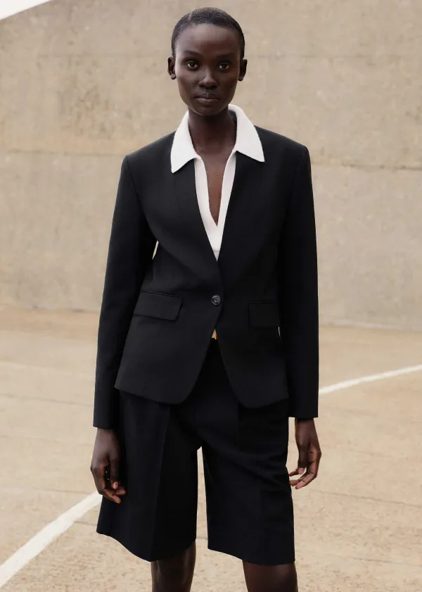 ME+EM Textured Tailored Short Suit Black