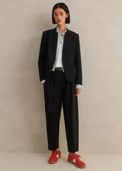 Outlet ME+EM Textured Tailoring Collarless Blazer Black